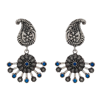 Rays and Paisley dangler earring (Blue)