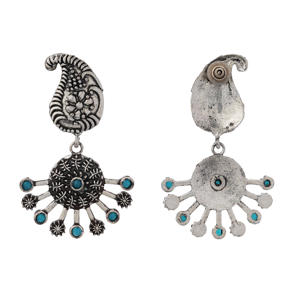 Rays and Paisley dangler earring (Blue)