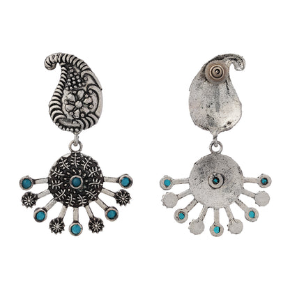 Rays and Paisley dangler earring (Blue)