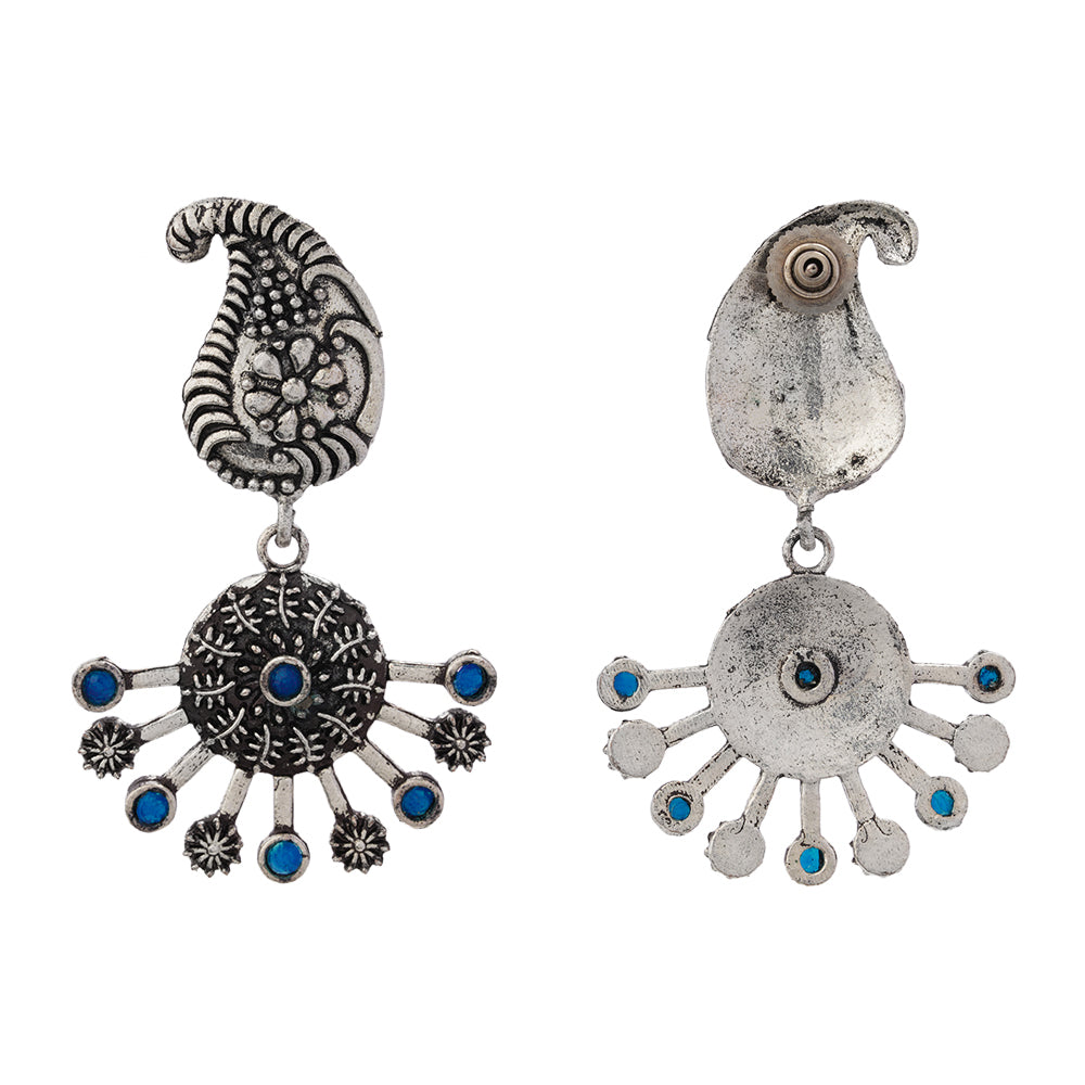 Rays and Paisley dangler earring (Blue)