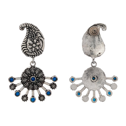 Rays and Paisley dangler earring (Blue)