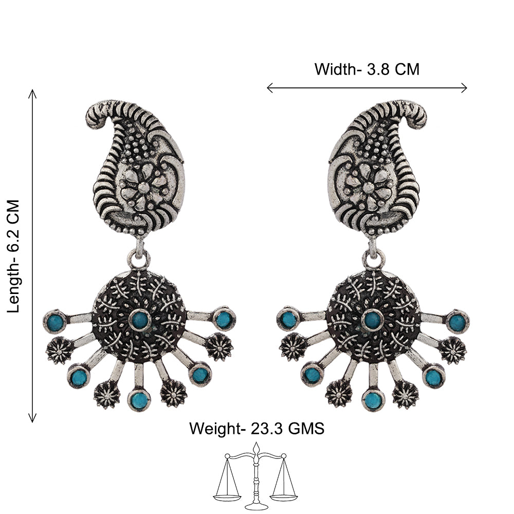 Rays and Paisley dangler earring (Blue)