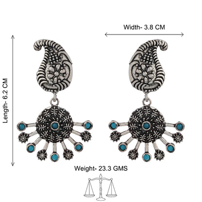Rays and Paisley dangler earring (Blue)