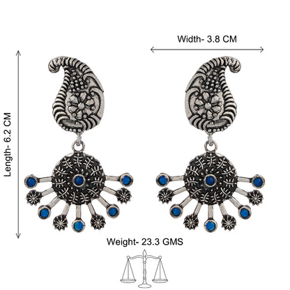 Rays and Paisley dangler earring (Blue)