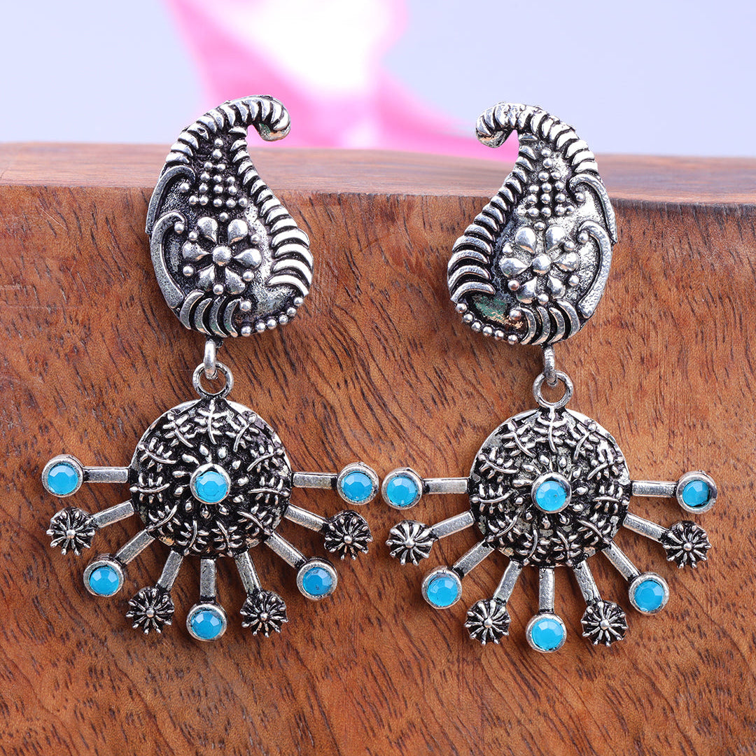 Rays and Paisley dangler earring (Firozi)