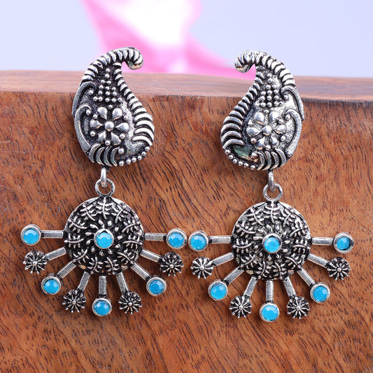 Rays and Paisley dangler earring (Firozi)
