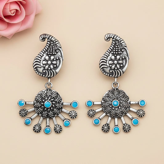 Rays and Paisley dangler earring (Firozi)