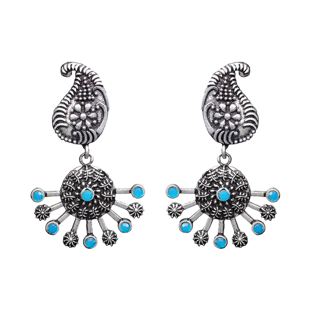 Rays and Paisley dangler earring (Firozi)