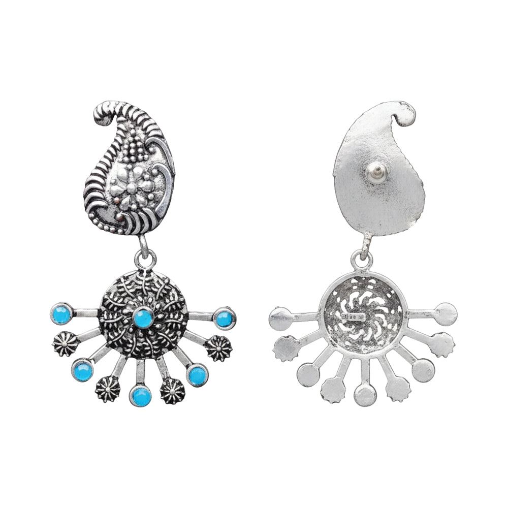 Rays and Paisley dangler earring (Firozi)