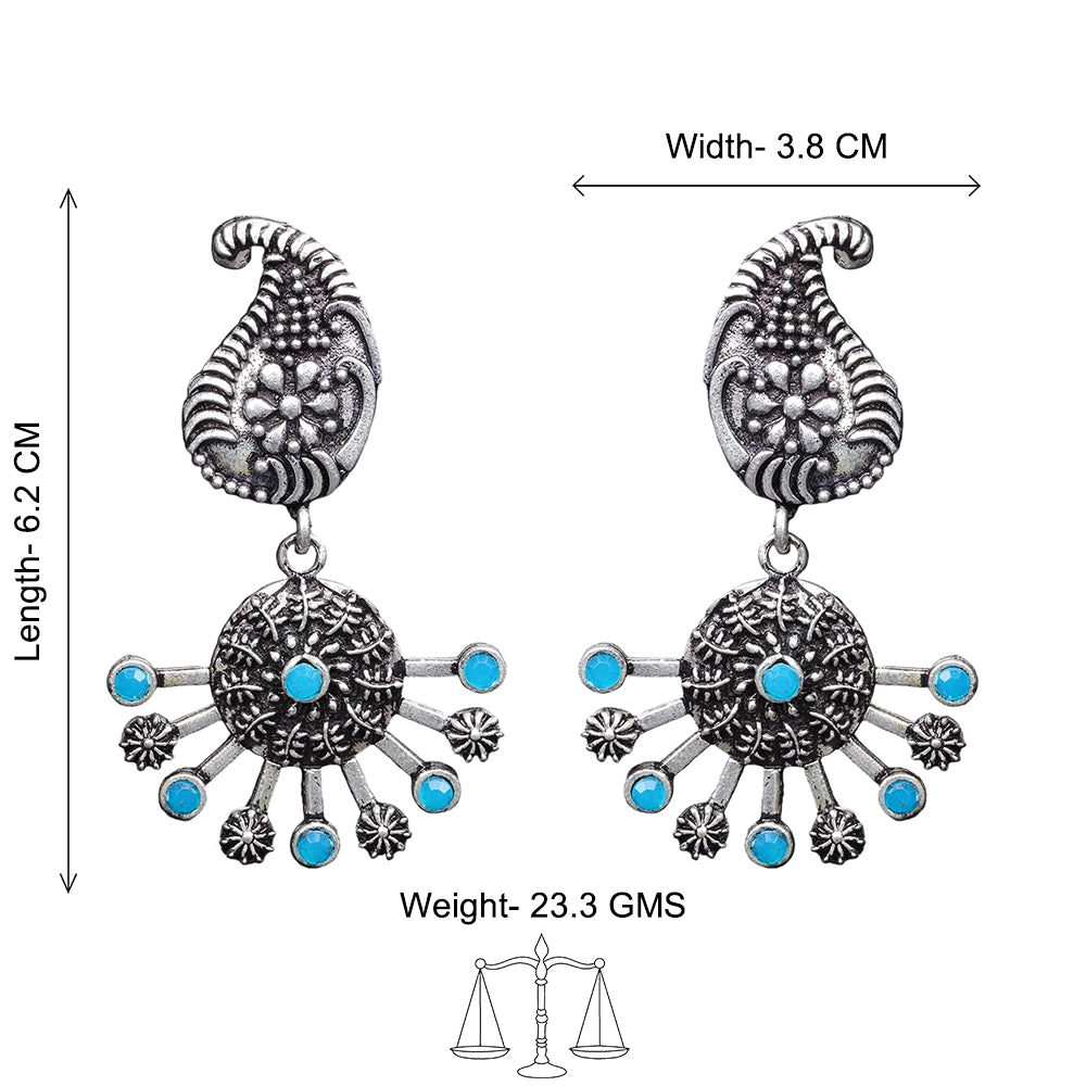 Rays and Paisley dangler earring (Firozi)