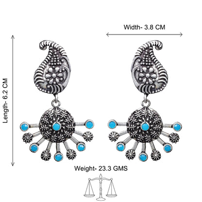 Rays and Paisley dangler earring (Firozi)