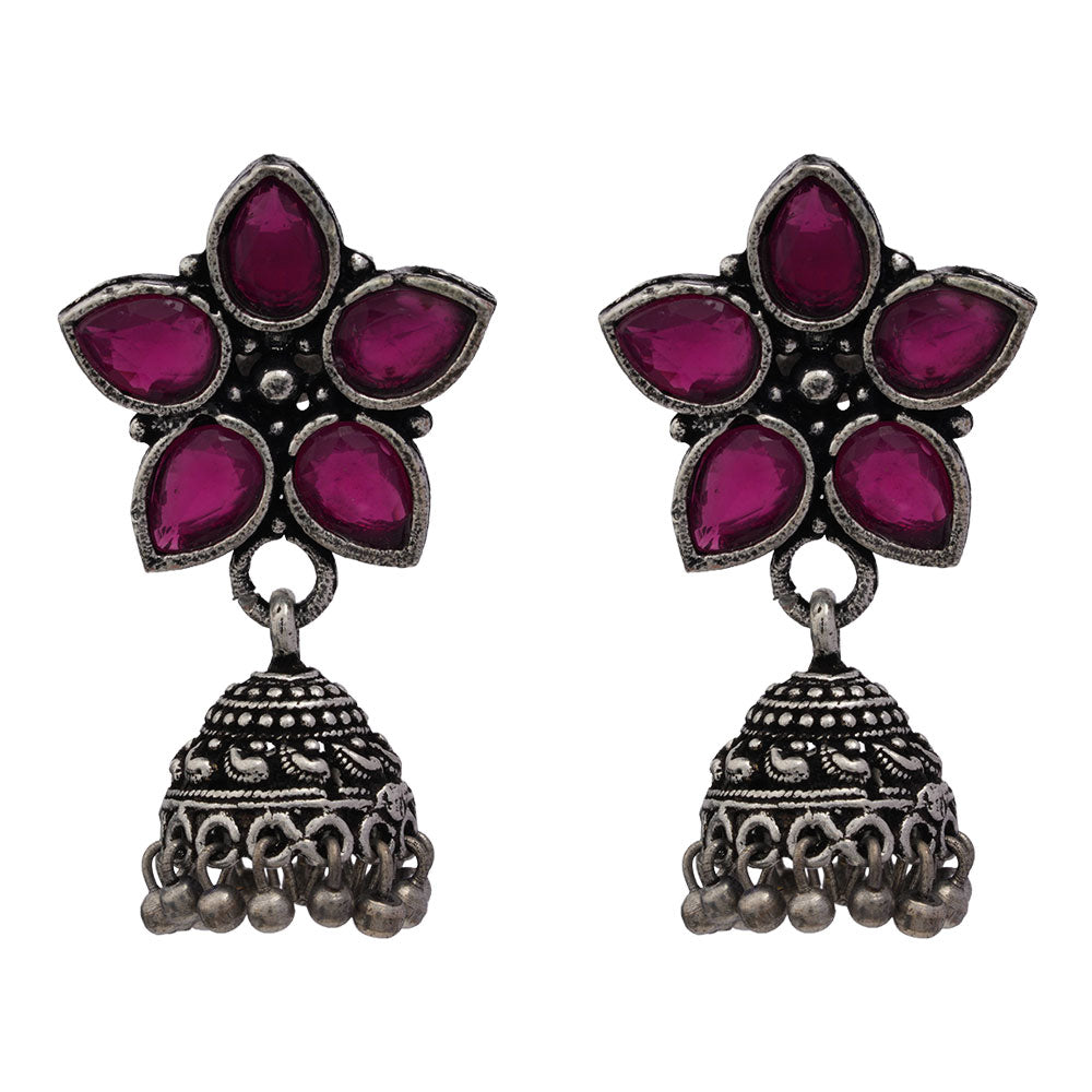 Beauty Bloom ghunghroo jhumki earring (Red)