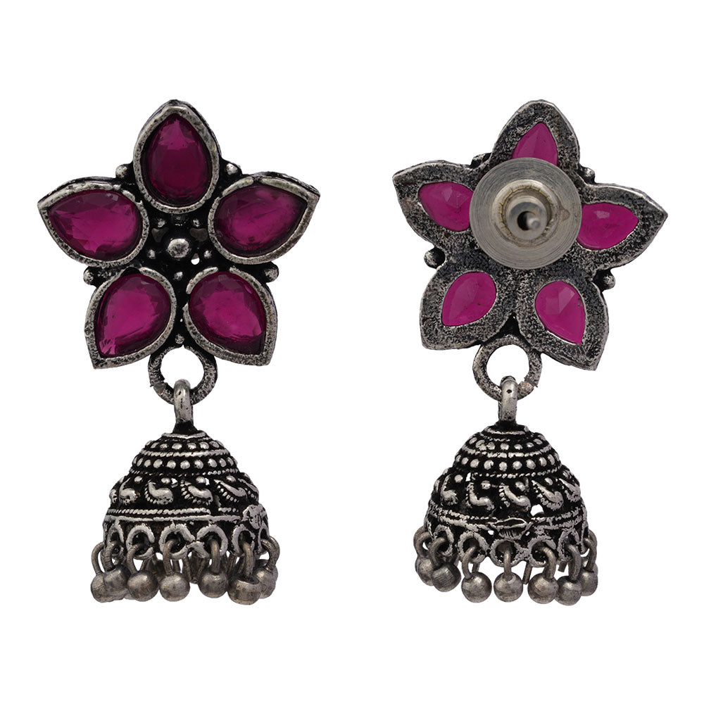 Beauty Bloom ghunghroo jhumki earring (Red)