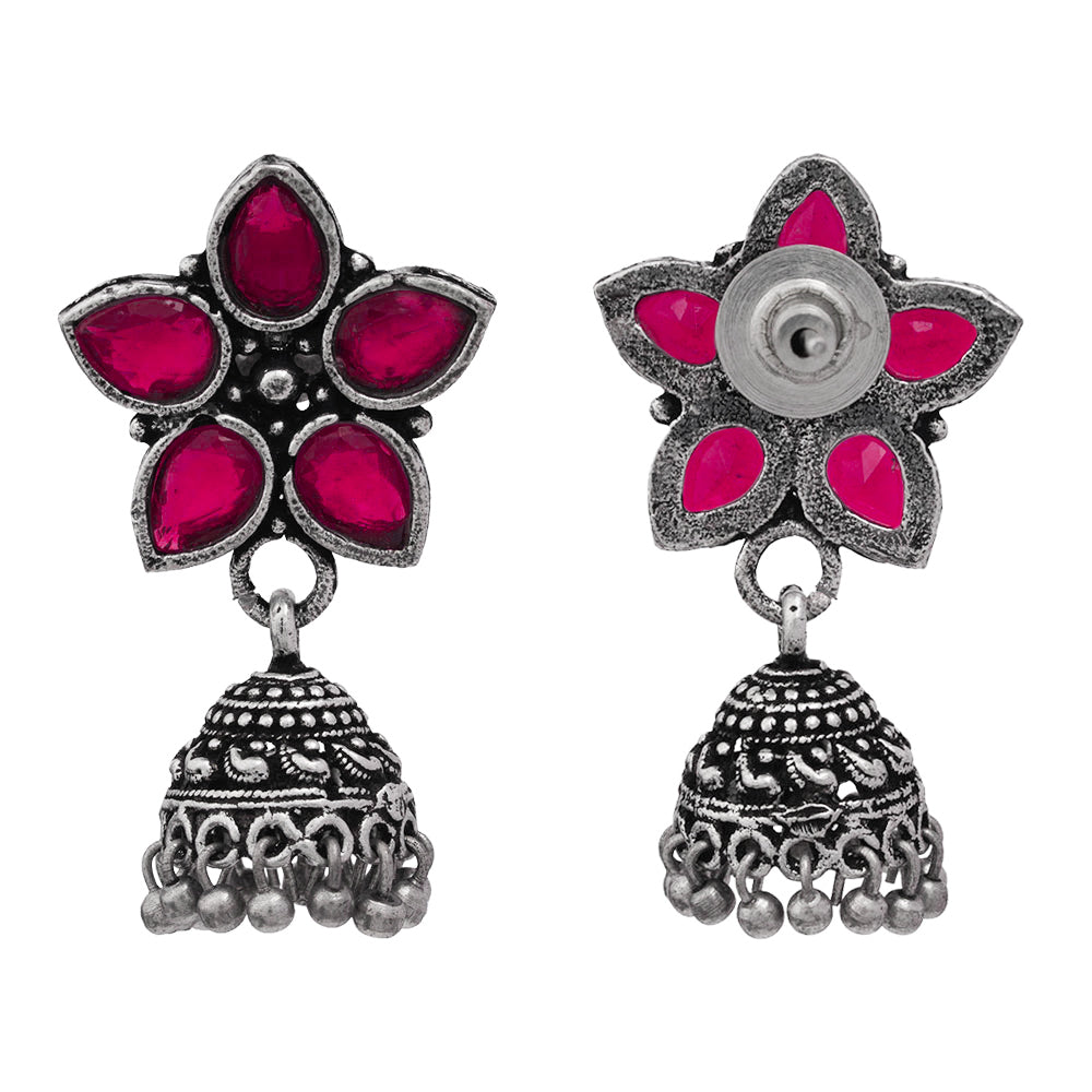 Beauty Bloom ghunghroo jhumki earring (Red)