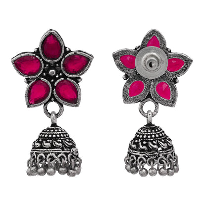 Beauty Bloom ghunghroo jhumki earring (Red)