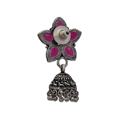 Beauty Bloom ghunghroo jhumki earring (Red)