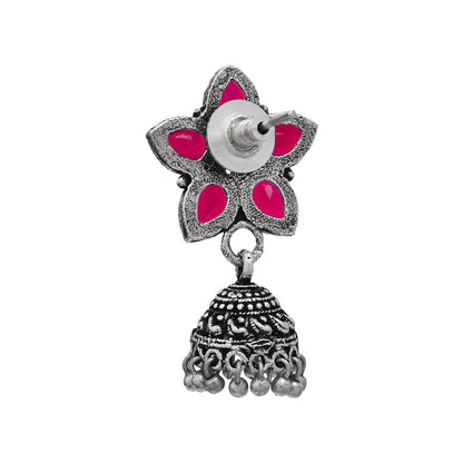 Beauty Bloom ghunghroo jhumki earring (Red)