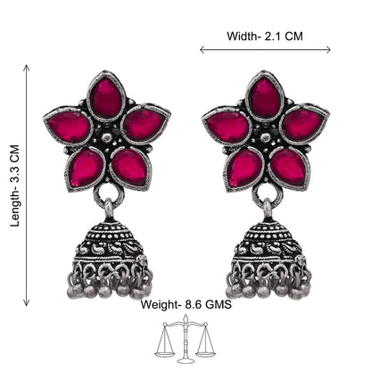 Beauty Bloom ghunghroo jhumki earring (Red)