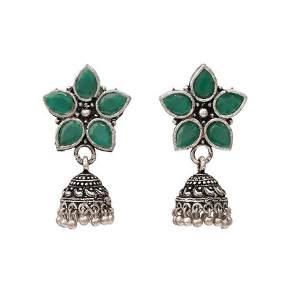 Beauty Bloom ghunghroo jhumki earring (Green)