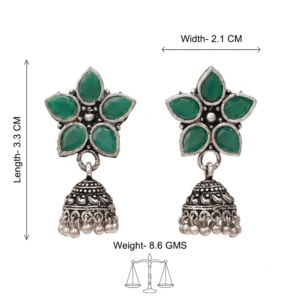 Beauty Bloom ghunghroo jhumki earring (Green)