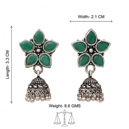 Beauty Bloom ghunghroo jhumki earring (Green)