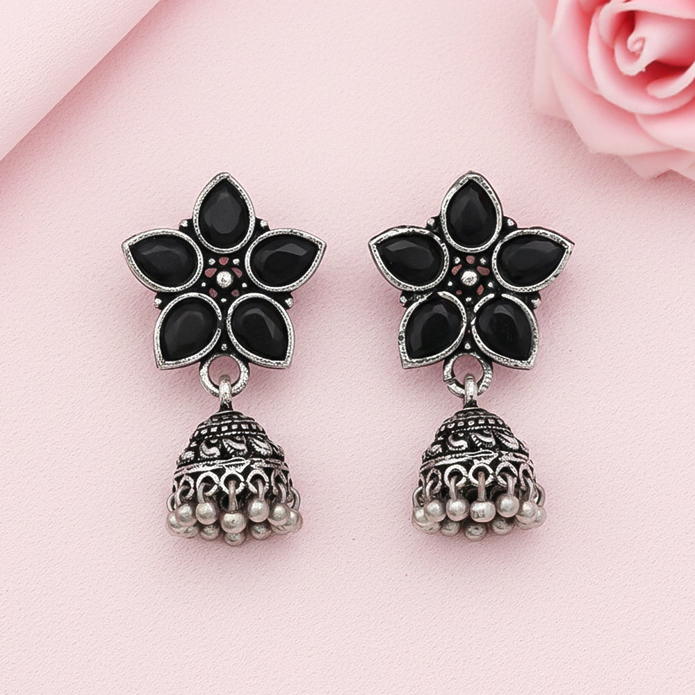 Beauty Bloom ghunghroo jhumki earring (Black)