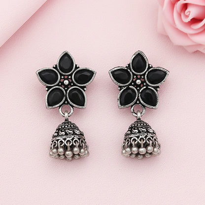 Beauty Bloom ghunghroo jhumki earring (Black)