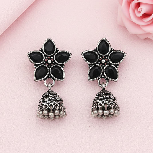 Beauty Bloom ghunghroo jhumki earring (Black)