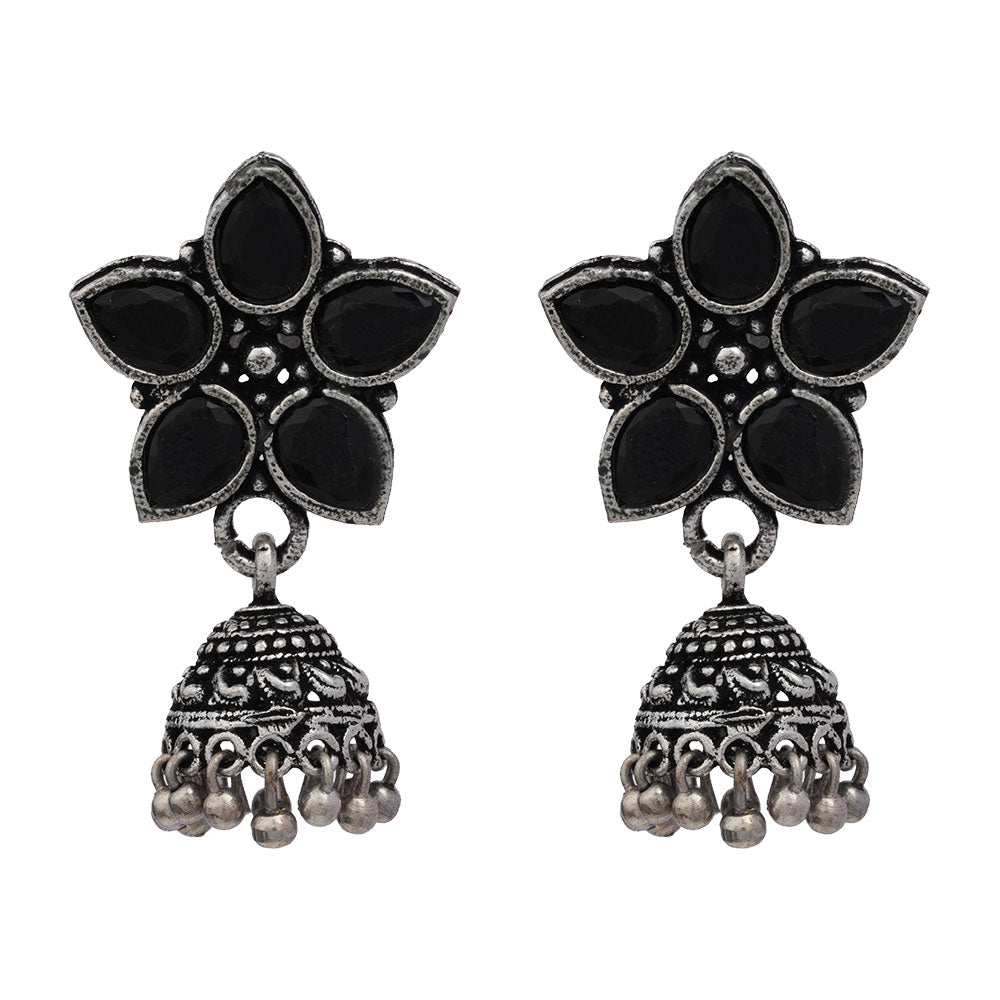 Royal Triple Bell Layered Jhumka Earring (Black) Beauty Bloom ghunghroo jhumki earring (Black) Combo set