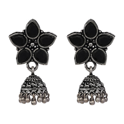 Royal Triple Bell Layered Jhumka Earring (Black) Beauty Bloom ghunghroo jhumki earring (Black) Combo set