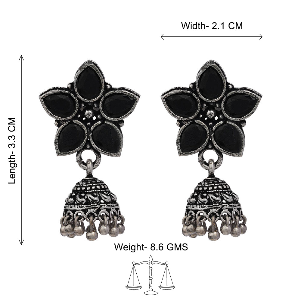 Beauty Bloom ghunghroo jhumki earring (Black)