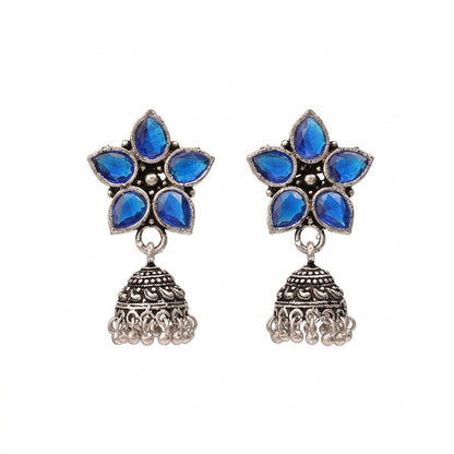 Beauty Bloom ghunghroo jhumki earring (Blue)