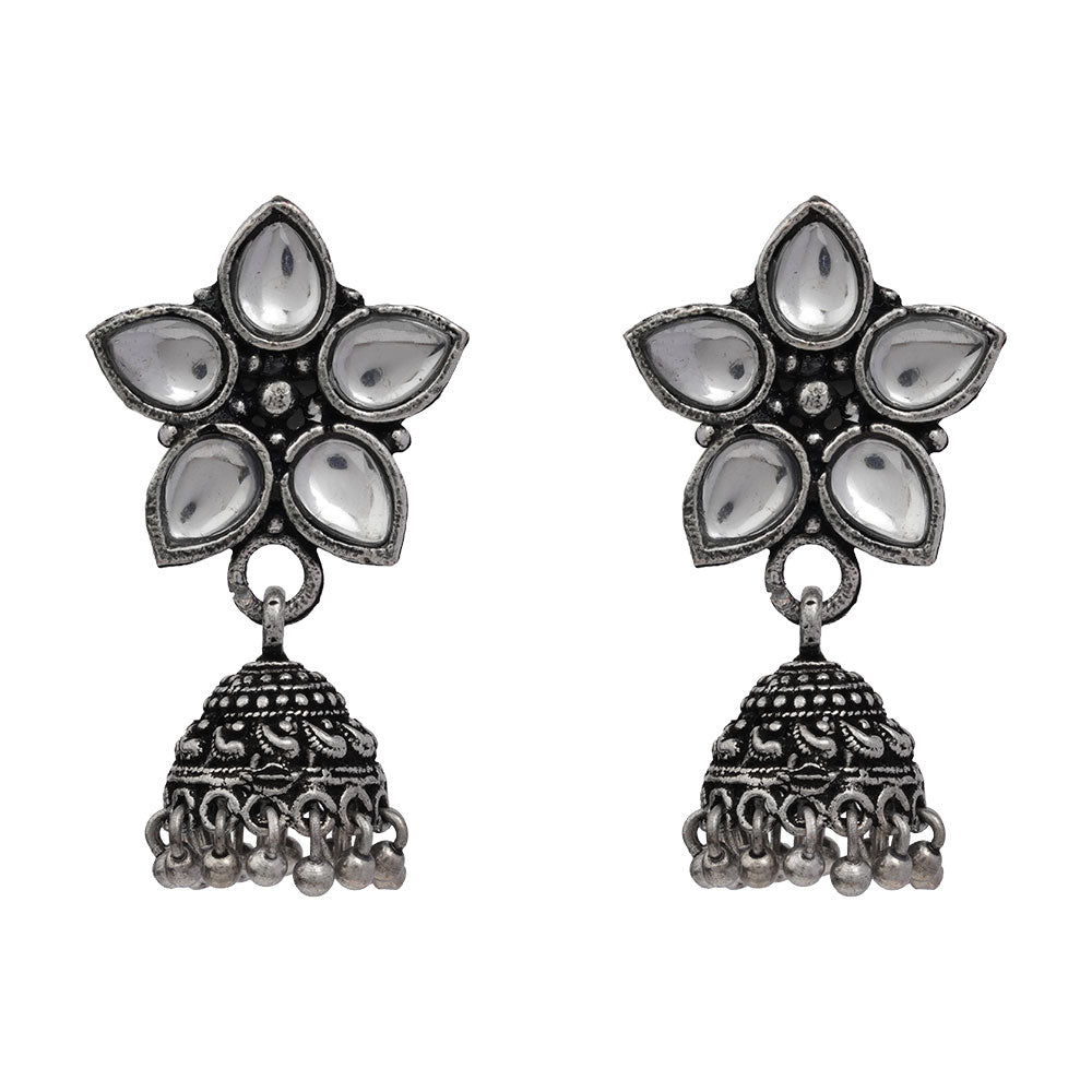Beauty Bloom ghunghroo jhumki earring (White)