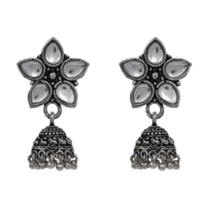 Beauty Bloom ghunghroo jhumki earring (White)