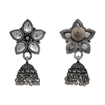 Beauty Bloom ghunghroo jhumki earring (White)