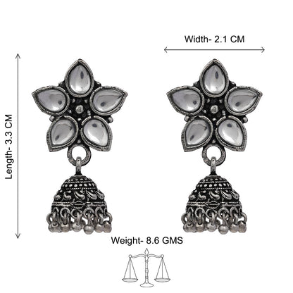 Beauty Bloom ghunghroo jhumki earring (White)