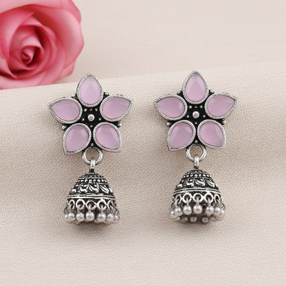 Beauty Bloom ghunghroo jhumki earring (Baby Pink)