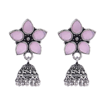 Beauty Bloom ghunghroo jhumki earring (Baby Pink)