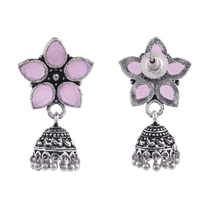 Beauty Bloom ghunghroo jhumki earring (Baby Pink)