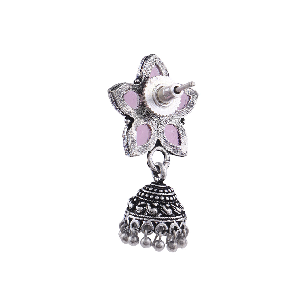 Beauty Bloom ghunghroo jhumki earring (Baby Pink)