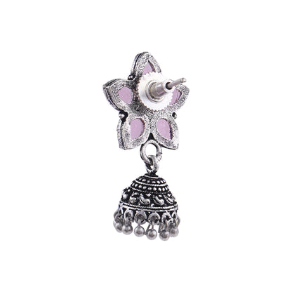 Beauty Bloom ghunghroo jhumki earring (Baby Pink)