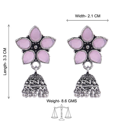 Beauty Bloom ghunghroo jhumki earring (Baby Pink)