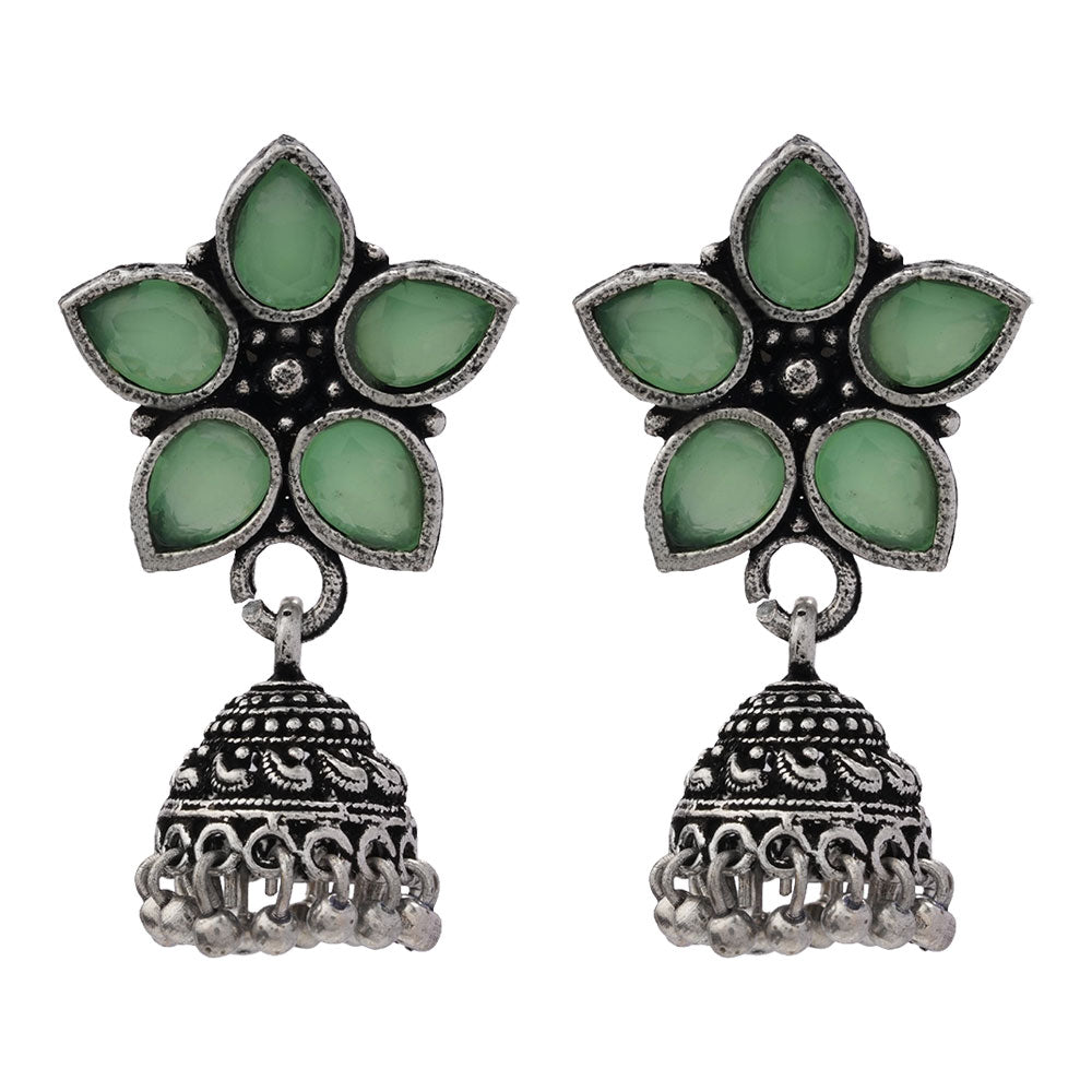 Beauty Bloom ghunghroo jhumki earring (Pista)
