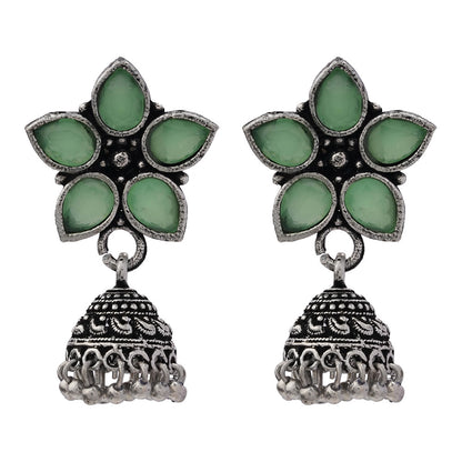 Beauty Bloom ghunghroo jhumki earring (Pista)