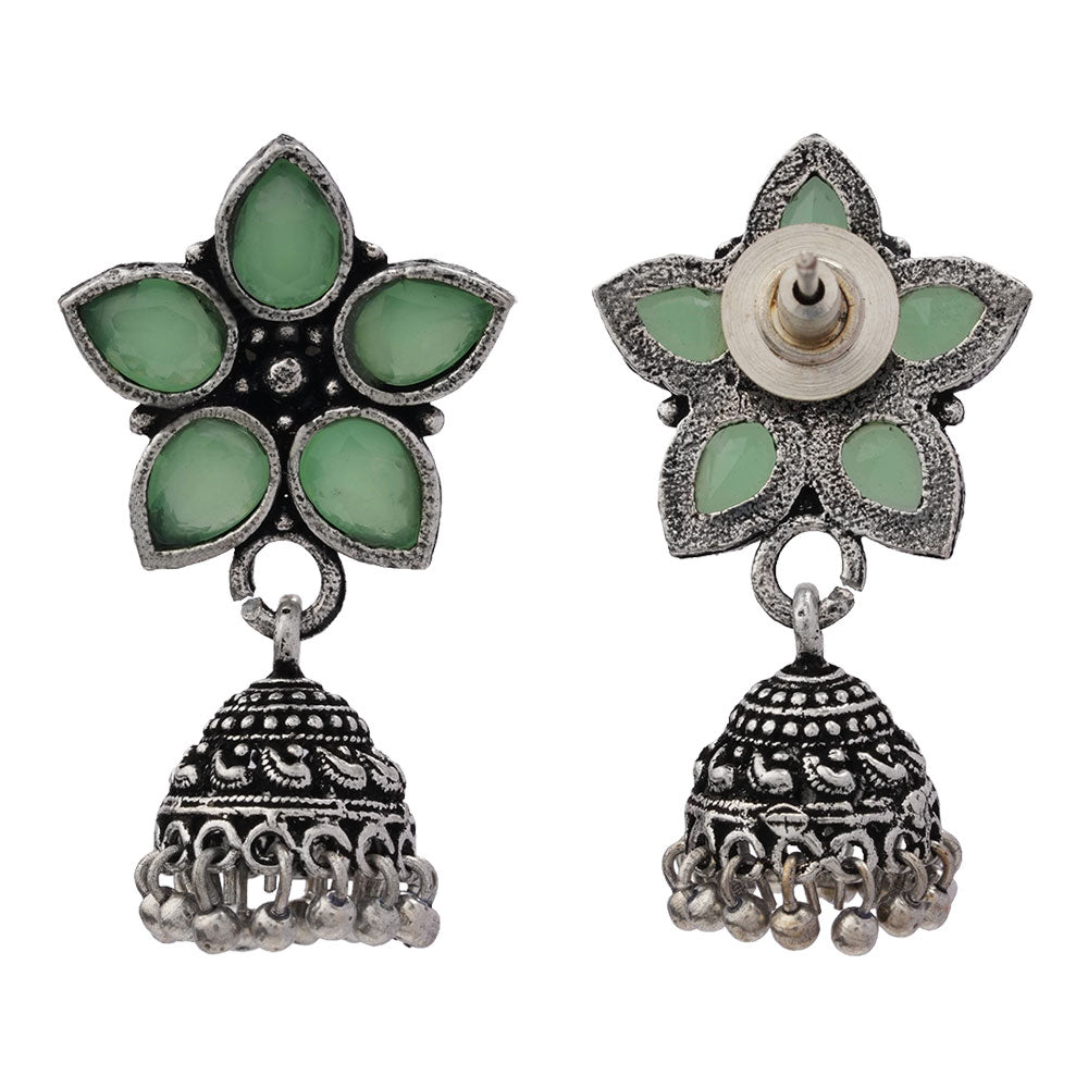 Beauty Bloom ghunghroo jhumki earring (Pista)