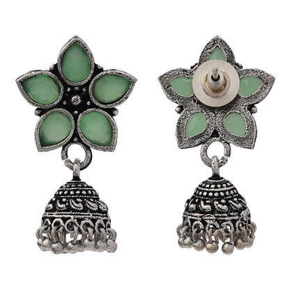 Beauty Bloom ghunghroo jhumki earring (Pista)