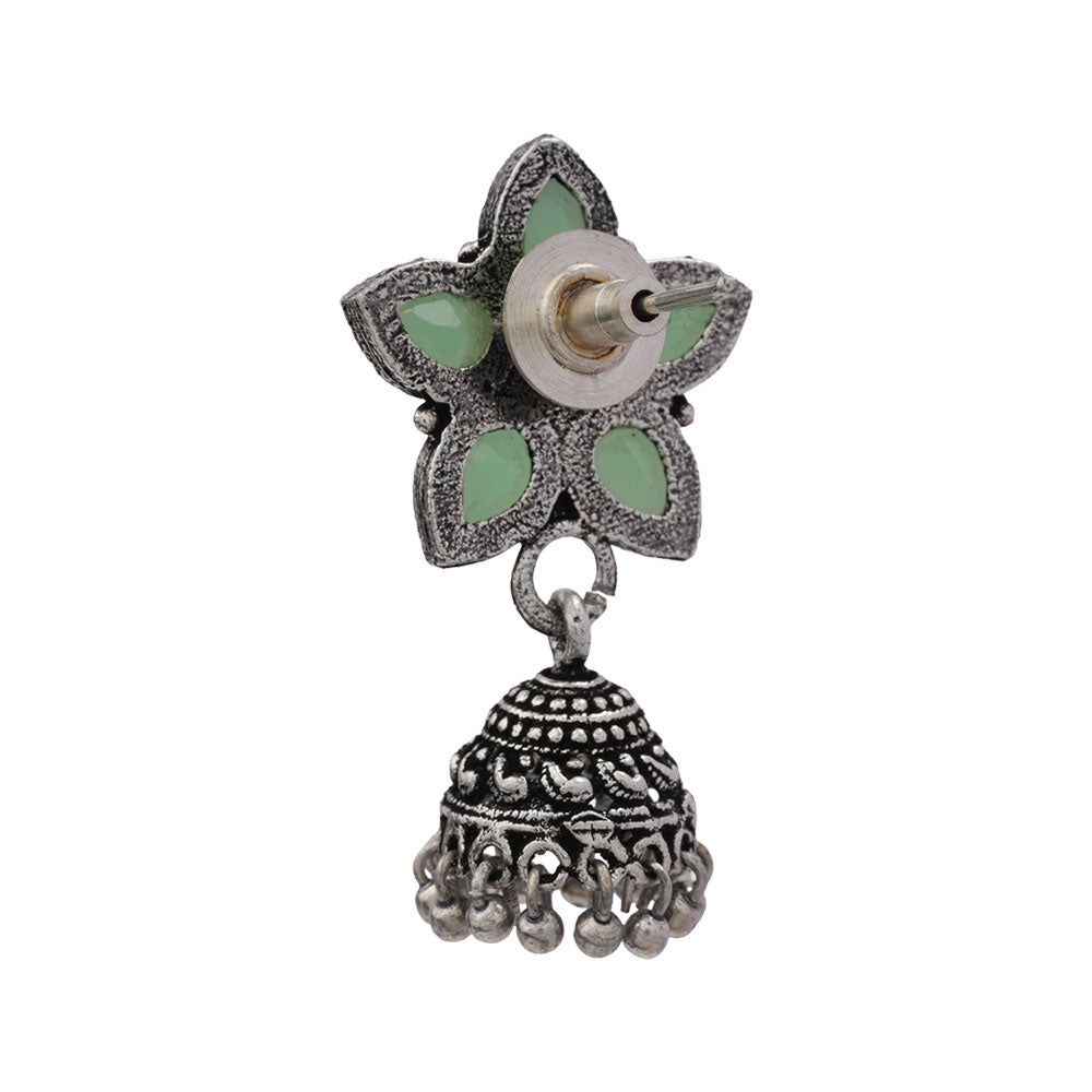 Beauty Bloom ghunghroo jhumki earring (Pista)