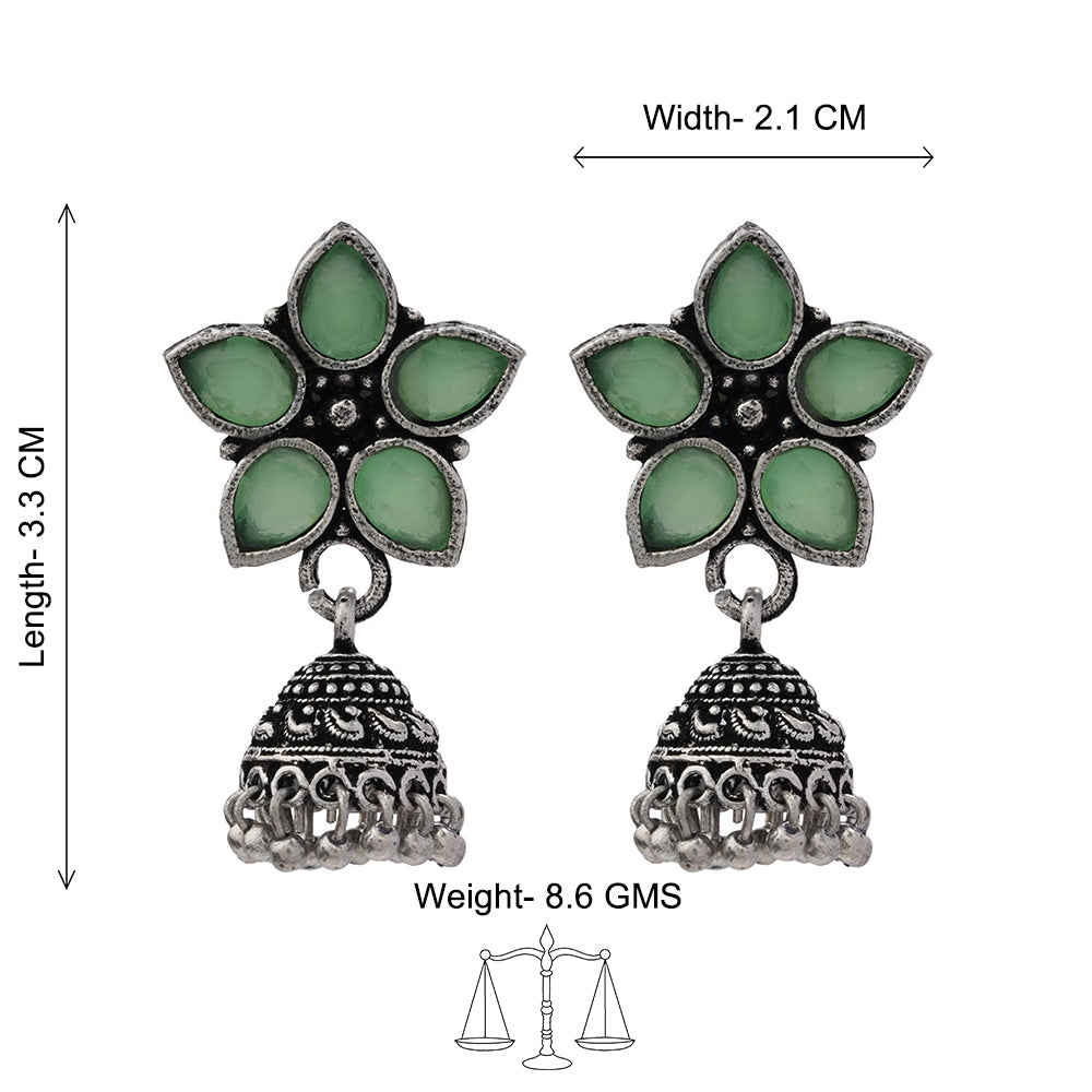 Beauty Bloom ghunghroo jhumki earring (Pista)