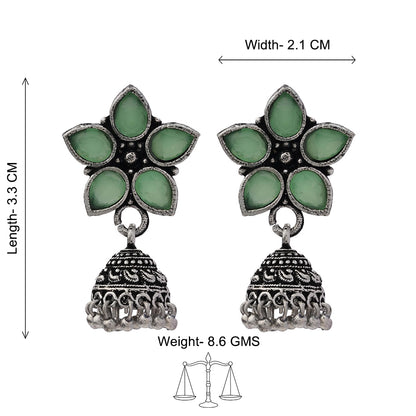 Beauty Bloom ghunghroo jhumki earring (Pista)