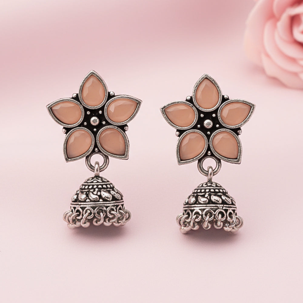 Beauty Bloom ghunghroo jhumki earring (Light Orange)